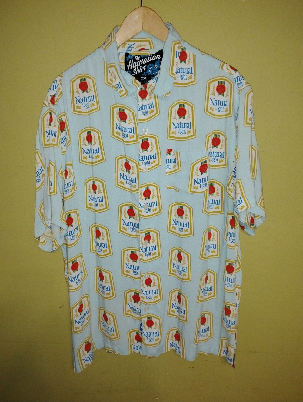 The Hawaiian Shirt Men 2XL Blue Pockets Button Up Outdoors Silk Natural Light